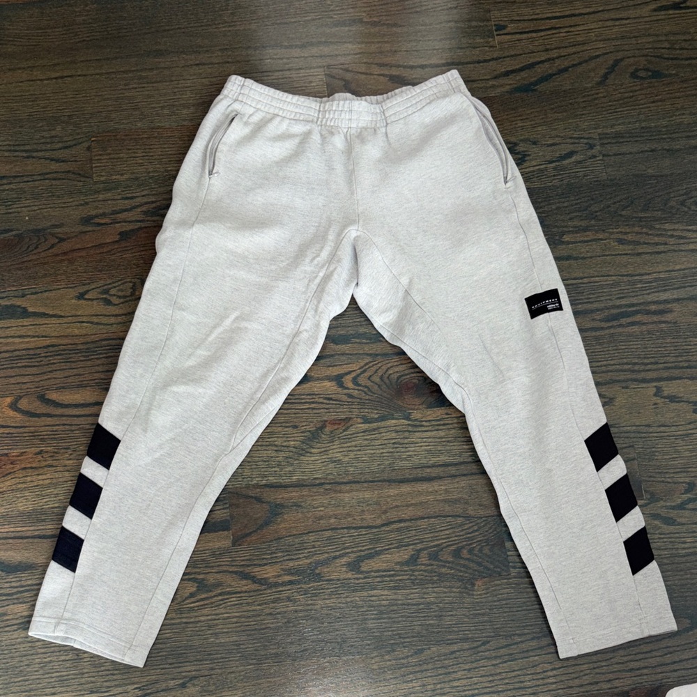Adidas Light Gray Joggers with Black Tag